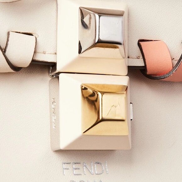 Fendi Light Beige/Pink Nappa Leather Bow Kan I Medium Shoulder Bag - Picture 6 of 12